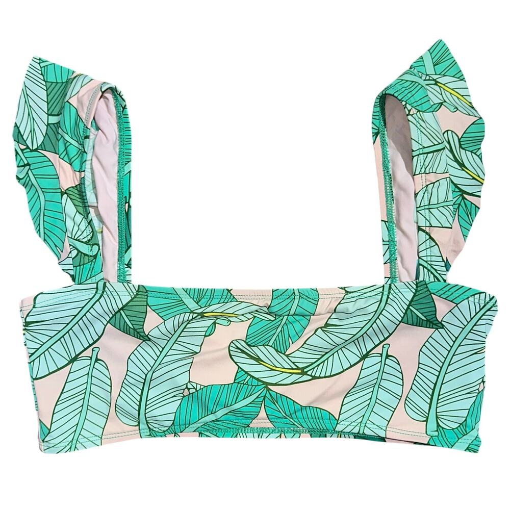 Dippin Daisys Ruffle Strap Tropical Palm Print Bikini Top Size Medium